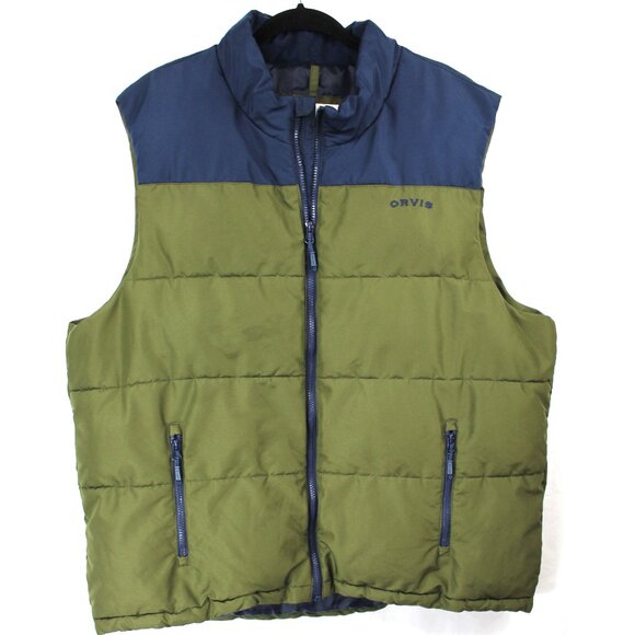 Orvis Men's Green Blue Puffer Sleeveless Vest Jacket Outdoor Fishing Size XL - Picture 1 of 8